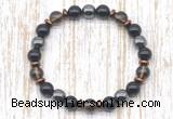 CGB8401 8mm smoky quartz, black onyx & hematite energy bracelet