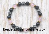 CGB8403 8mm rose quartz, black onyx & hematite energy bracelet