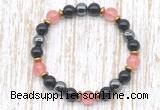 CGB8404 8mm cherry quartz, black onyx & hematite energy bracelet