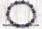 CGB8407 8mm amethyst, black onyx & hematite energy bracelet