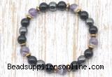 CGB8408 8mm dogtooth amethyst, black onyx & hematite energy bracelet