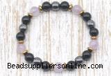 CGB8409 8mm lavender amethyst, black onyx & hematite energy bracelet