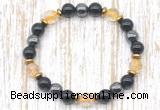 CGB8410 8mm citrine, black onyx & hematite energy bracelet