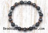 CGB8414 8mm garnet, black onyx & hematite energy bracelet