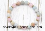 CGB8420 8mm matte amazonite, rose quartz & hematite power beads bracelet