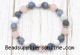 CGB8430 8mm matte sodalite, white howlite, rose quartz & hematite power beads bracelet