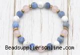 CGB8432 8mm matte lapis lazuli, white howlite, rose quartz & hematite power beads bracelet