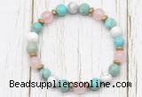 CGB8439 8mm sea sediment jasper, white howlite, rose quartz & hematite power beads bracelet