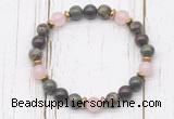 CGB8447 8mm dragon blood jasper, brecciated jasper, rose quartz & hematite power beads bracelet