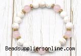 CGB8451 8mm white howlite turquoise, rose quartz & hematite power beads bracelet