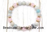 CGB8453 8mm amazonite, rose quartz & hematite power beads bracelet