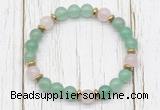 CGB8454 8mm green aventurine, rose quartz & hematite power beads bracelet