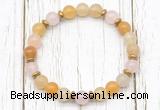 CGB8456 8mm yellow aventurine, rose quartz & hematite power beads bracelet