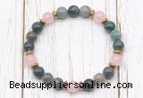 CGB8458 8mm India agate, rose quartz & hematite power beads bracelet