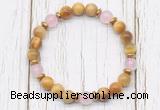 CGB8468 8mm golden tiger eye, rose quartz & hematite power beads bracelet