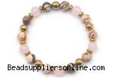 CGB8495 8mm rose quartz, zebra jasper & hematite energy bracelet