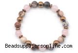 CGB8496 8mm rose quartz, zebra jasper & hematite energy bracelet