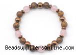 CGB8497 8mm rose quartz, elephant skin jasper & hematite energy bracelet