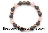 CGB8498 8mm rose quartz, brecciated jasper & hematite energy bracelet