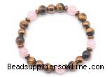 CGB8505 8mm rose quartz, yellow tiger eye & hematite energy bracelet