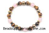 CGB8506 8mm rose quartz, grade AA yellow tiger eye & hematite energy bracelet