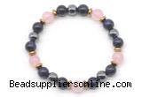 CGB8511 8mm rose quartz, purple tiger eye & hematite energy bracelet