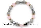 CGB8519 8mm rose quartz, labradorite & hematite energy bracelet