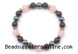 CGB8522 8mm rose quartz, golden obsidian & hematite energy bracelet