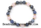 CGB8523 8mm rose quartz, sodalite & hematite energy bracelet