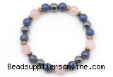 CGB8524 8mm rose quartz, lapis lazuli & hematite energy bracelet