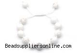 CGB8551 12mm round white howlite adjustable macrame bracelets