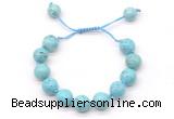 CGB8552 12mm round blue howlite adjustable macrame bracelets