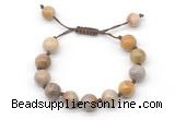 CGB8559 12mm round fossil coral adjustable macrame bracelets