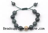 CGB8582 12mm round kambaba jasper adjustable macrame bracelets