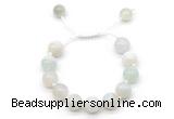 CGB8591 12mm round sea blue banded agate adjustable macrame bracelets