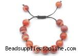 CGB8594 12mm round red banded agate adjustable macrame bracelets