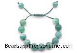 CGB8596 12mm round green banded agate adjustable macrame bracelets