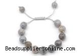 CGB8606 12mm round silver needle agate adjustable macrame bracelets