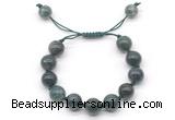 CGB8609 12mm round moss agate adjustable macrame bracelets