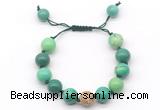 CGB8610 12mm round grass agate adjustable macrame bracelets