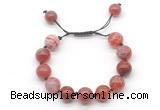 CGB8612 12mm round fire agate adjustable macrame bracelets