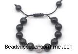 CGB8613 12mm round black onyx adjustable macrame bracelets