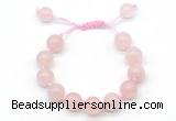 CGB8617 12mm round rose quartz adjustable macrame bracelets