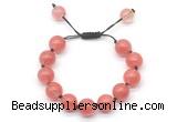 CGB8623 12mm round cherry quartz adjustable macrame bracelets