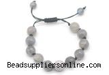 CGB8629 12mm faceted round labradorite adjustable macrame bracelets