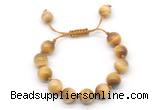 CGB8633 12mm round golden tiger eye adjustable macrame bracelets