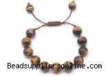 CGB8634 12mm round yellow tiger eye adjustable macrame bracelets