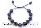 CGB8637 12mm round blue tiger eye adjustable macrame bracelets