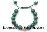 CGB8638 12mm round green tiger eye adjustable macrame bracelets