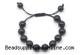 CGB8640 12mm round golden obsidian adjustable macrame bracelets